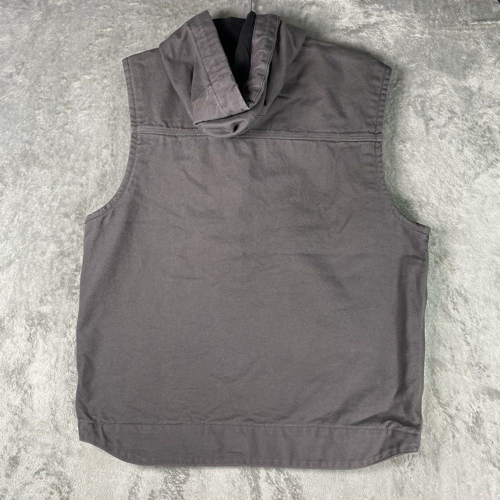 Carhartt Duck Canvas Fleece Lined Vest Mens M Relaxed Fit Gray Hooded 103837 GVL - Picture 12 of 15